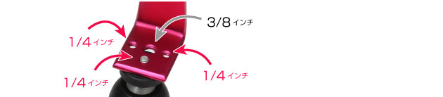 1/4インチ、3/8インチ三脚ネジに対応